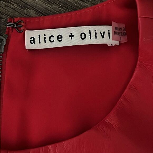 ALICE & OLIVIA LEANDRA VEGAN LEATHER MINI DRESS - Picture 7 of 8